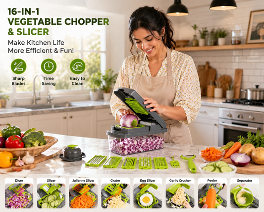 16-In-1 Multifunctional Vegetable Chopper & Slicer